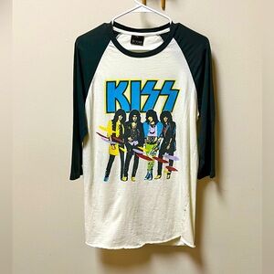 Vintage Black and White Graphic Raglan Shirt